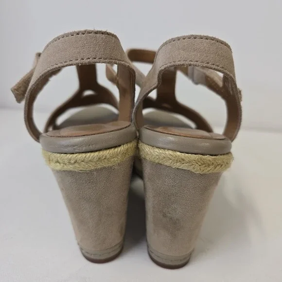 Clarks‎ Soft Cushion Wedge Sandals Women Beige Suede Espadrille Ankle Strap 7.5 - Picture 5 of 7